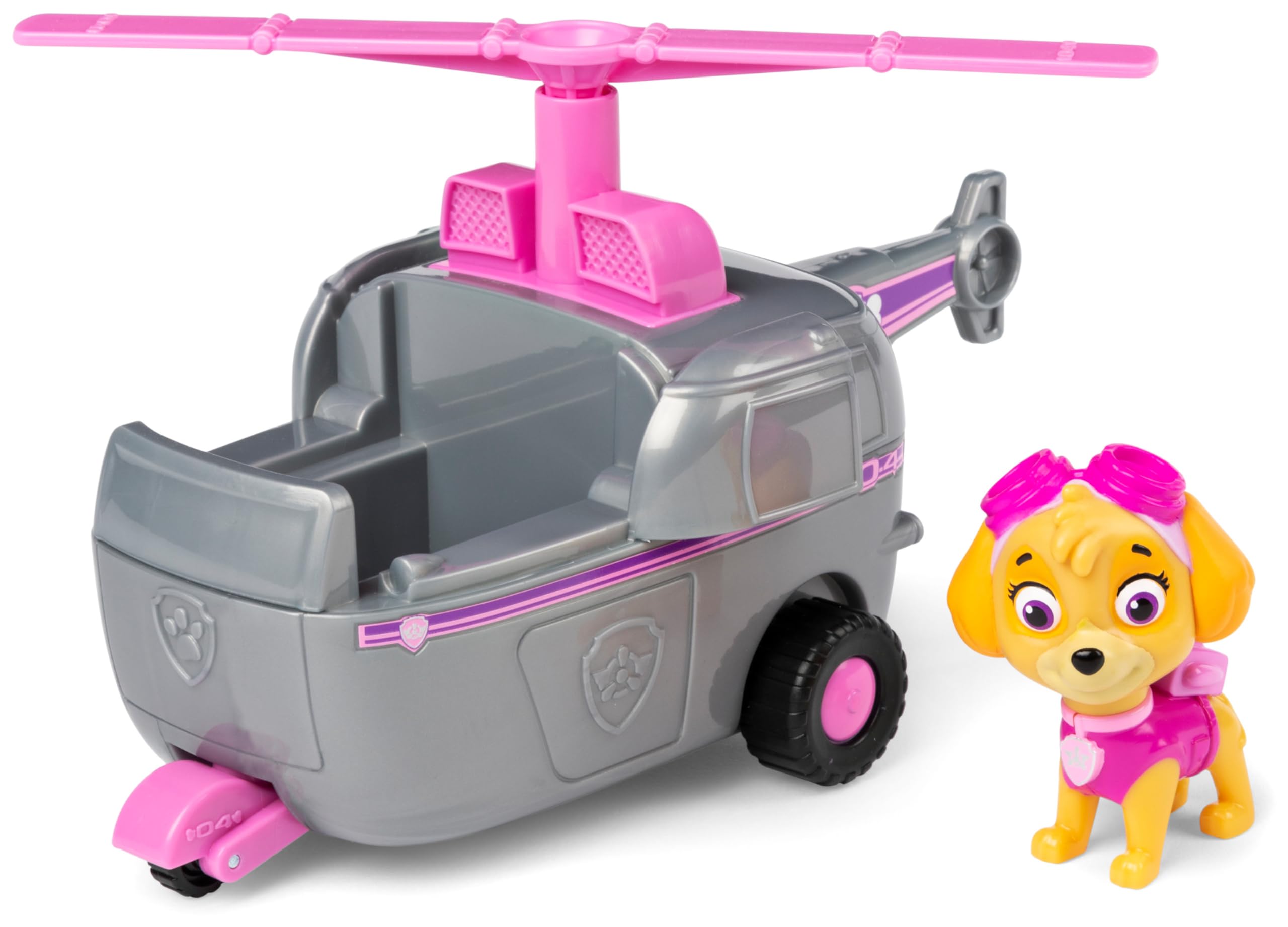 PAW PATROL, Recycling-Truck mit Rocky-Figur & Helikopter mit Skye-Figur (Sustainable Basic Vehicle/Basis Fahrzeug), Spielzeug für Kinder ab 3 Jahren