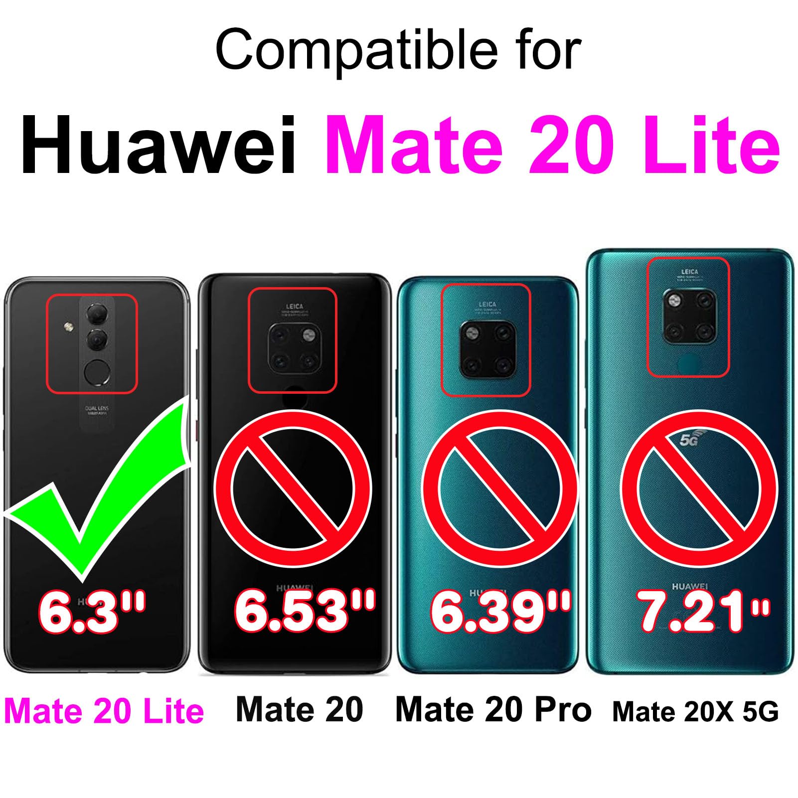 Custodia A Portafoglio In Pelle PU Per Huawei Mate 20 Lite | Con Supporto Magnetico E Cinturino | 3 Slot Per Carte | Colore Artico