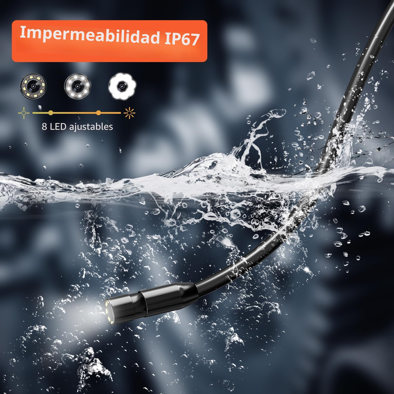 Endoscopio Industrial, SKYBASIC Endoscopio Cámara 20M de Inspeccióncon Pantalla LCD de 4,3" HD de 7,9 mm Camara Inspeccion Tuberias 8 LED con Impermeable IP67 20M
