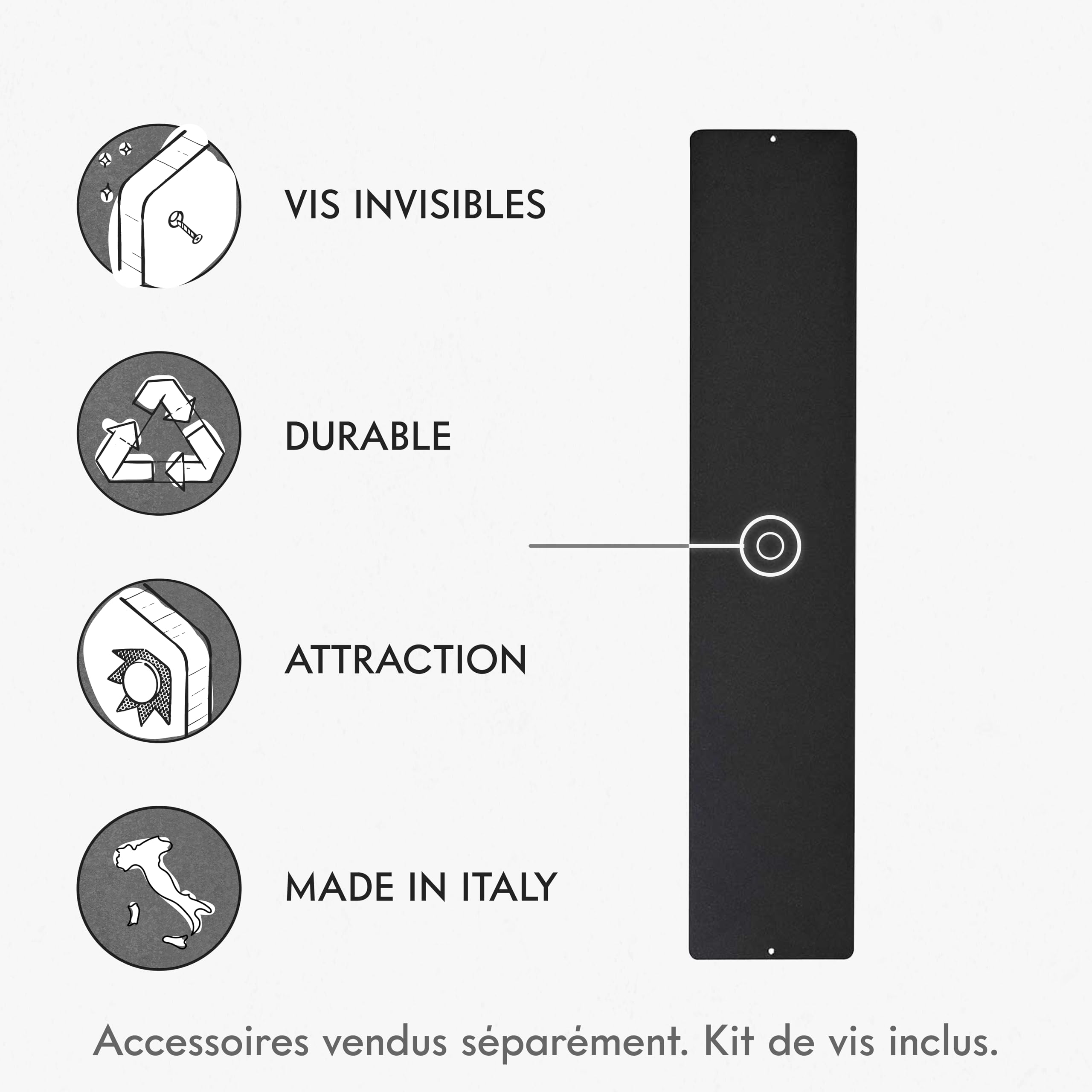 KalaMitica Tableau Magnétique Mural Acier – Écrivable à La Craie, Noir Anthracite, 74x57 Cm, Fabriqué En Italie
