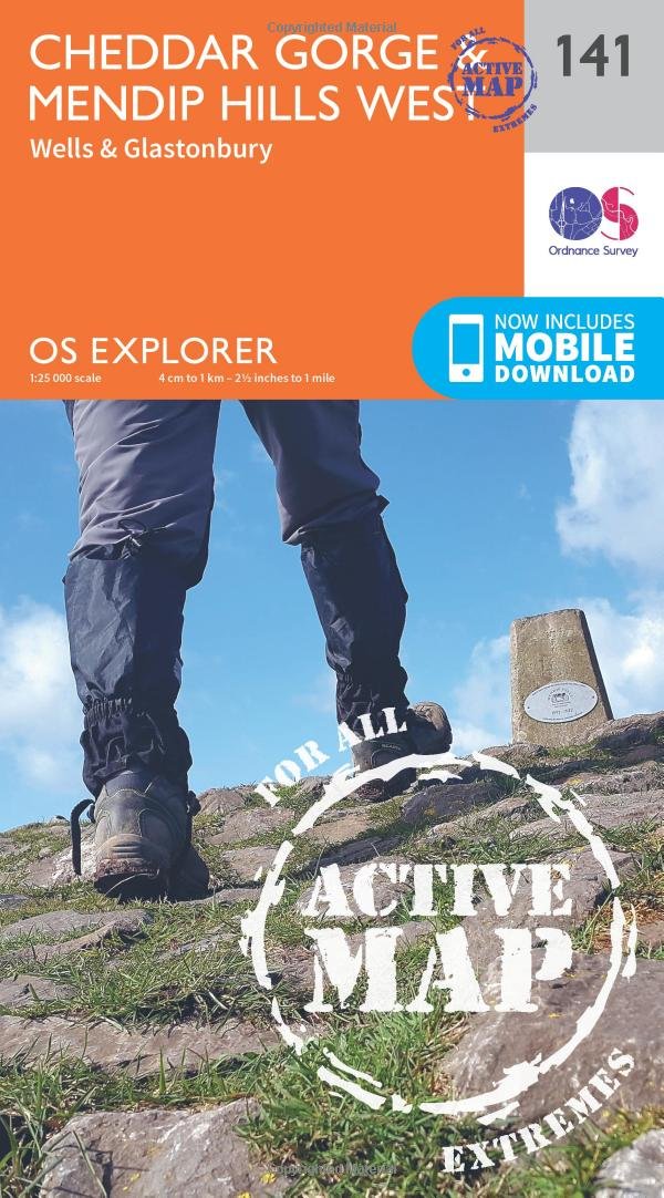 Cheddar Gorge & Mendip Hills West Map | Weatherproof | Wells & Glastonbury | Ordnance Survey | OS Explorer Active Map 141 | England | Walks | Hiking | Maps | Adventure
