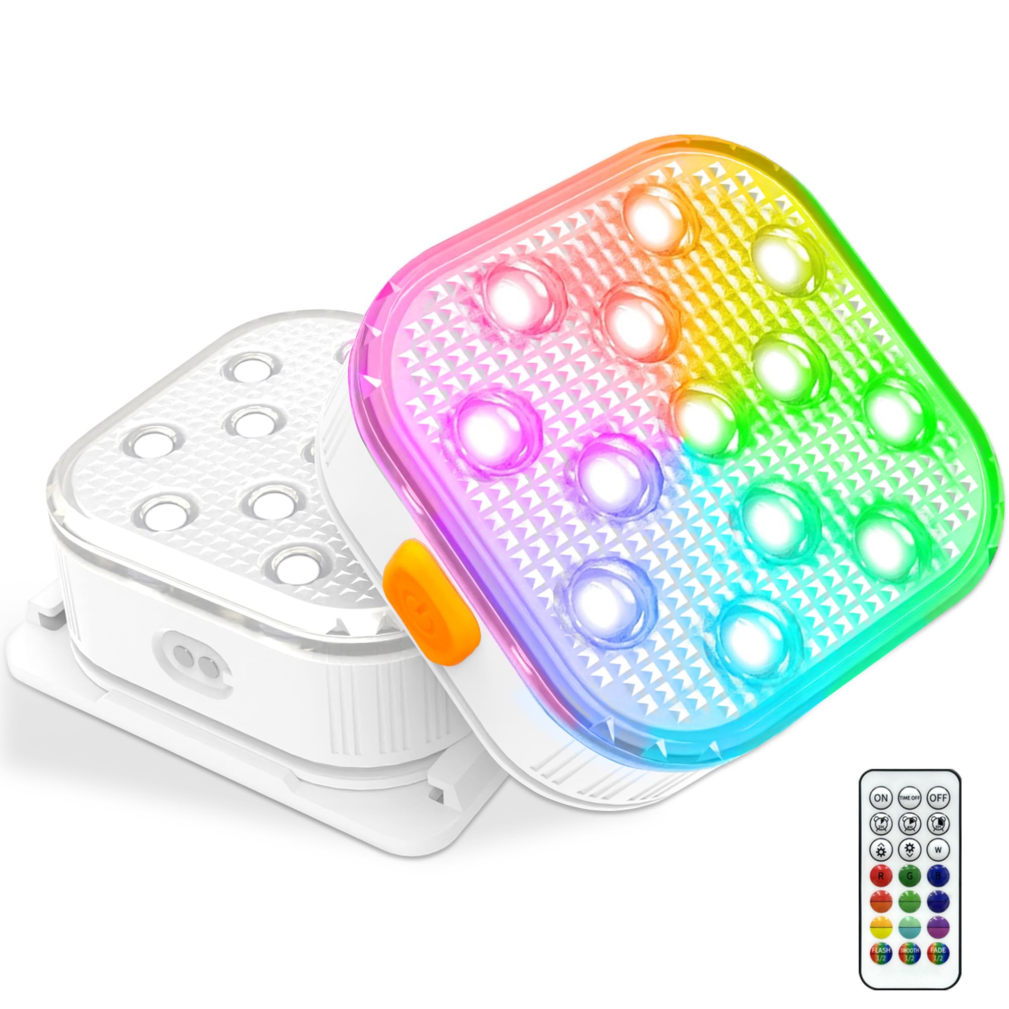Pool Lights (2 Pack), Submersible LED Light with Remote Control, 5 Adjustable Brightness Levels, 16 Colors & 6 RGB Modes, IP68 Waterproof, 10H Runtime