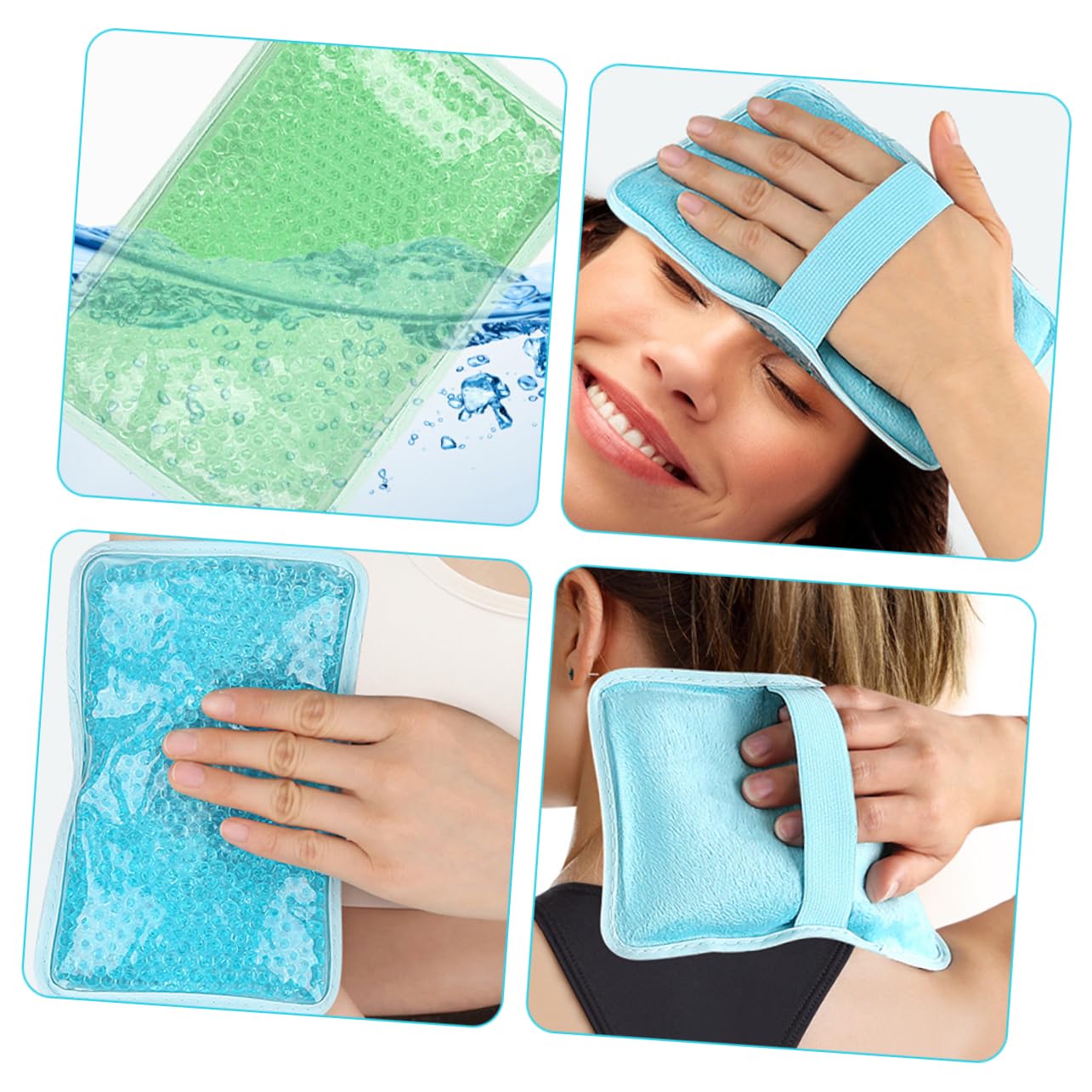 Gel Kühlkissen 3 Stück Wiederverwendbar für Schulter und Hals mit Band | PVC, Kristall, Weich, Komfortabel, Entspannung, Kälte/Wärme, Therapie, Flexibel, Männer, Frauen