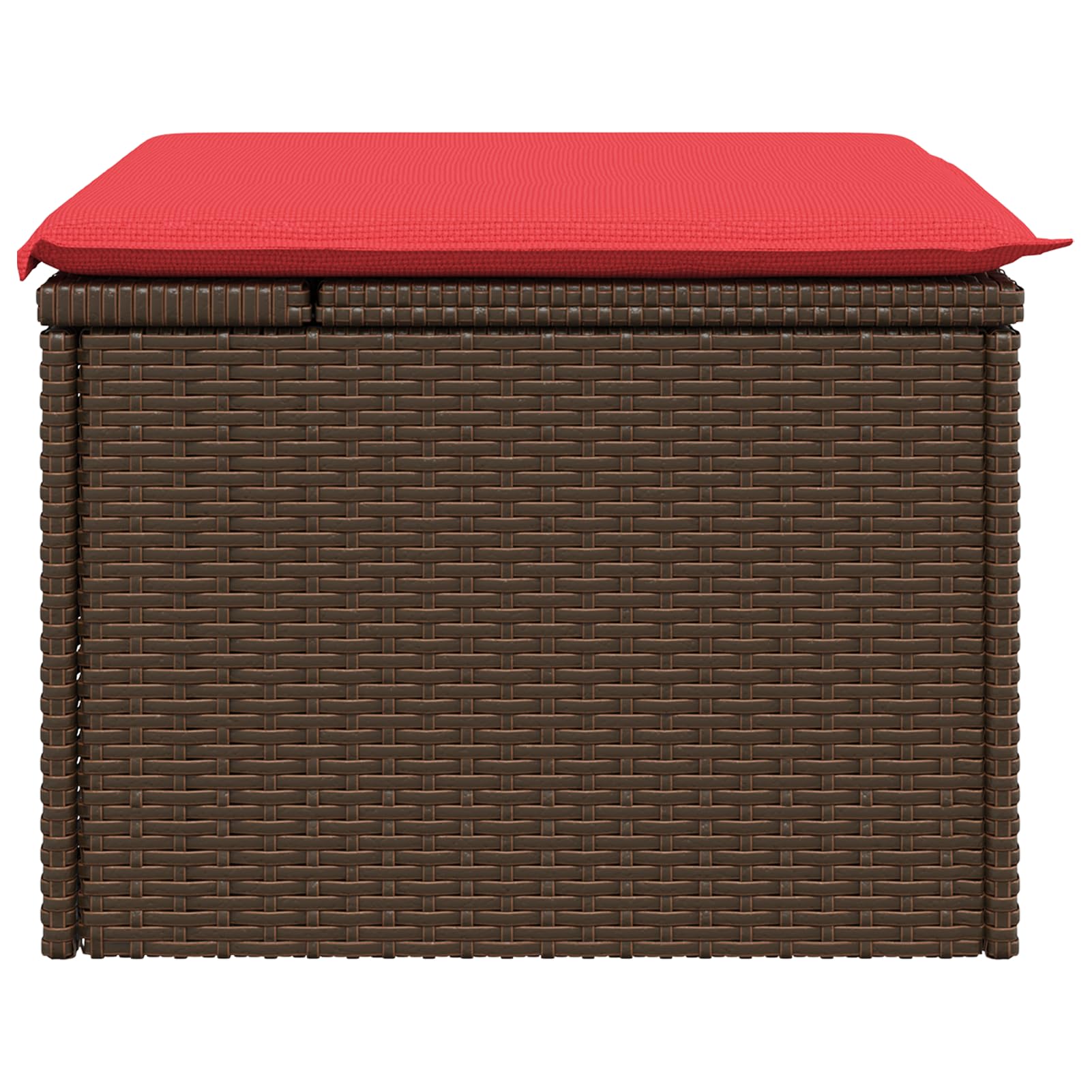 Tabouret de jardin avec coussin, marron, 55 x 55 x 37 cm, en polyrotin, résistant aux intempéries, robuste, compact, pour terrasse, balcon, véranda, avec sac de rangement et coussin d'assise