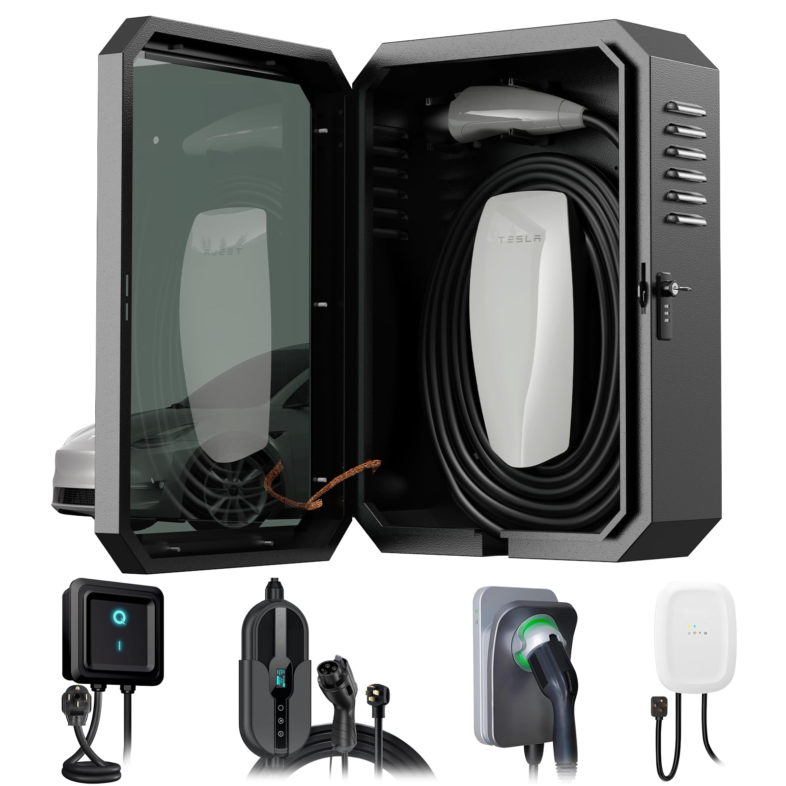 Photo 1 of ****NEW *** YONZEE Wall-Mounted EV Charger Protection Box – Weatherproof Charging Station Cover Case for Electric Vehicle Home Chargers, Compatible with Tesla, Standard Most EV Chargers