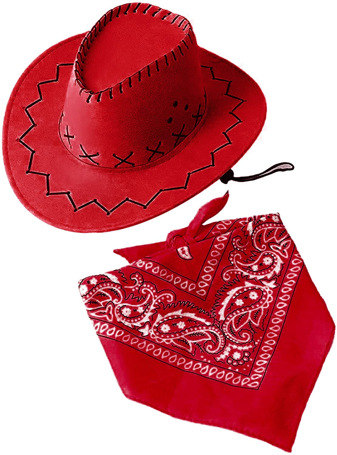 Carnavalife Sombrero Cowboy Cowgirl de Vaquero con Pañuelo Bandanas Paisley de Algodón Toy Story Western Occidental Oeste Country Disfraz para Adulto y Niños
