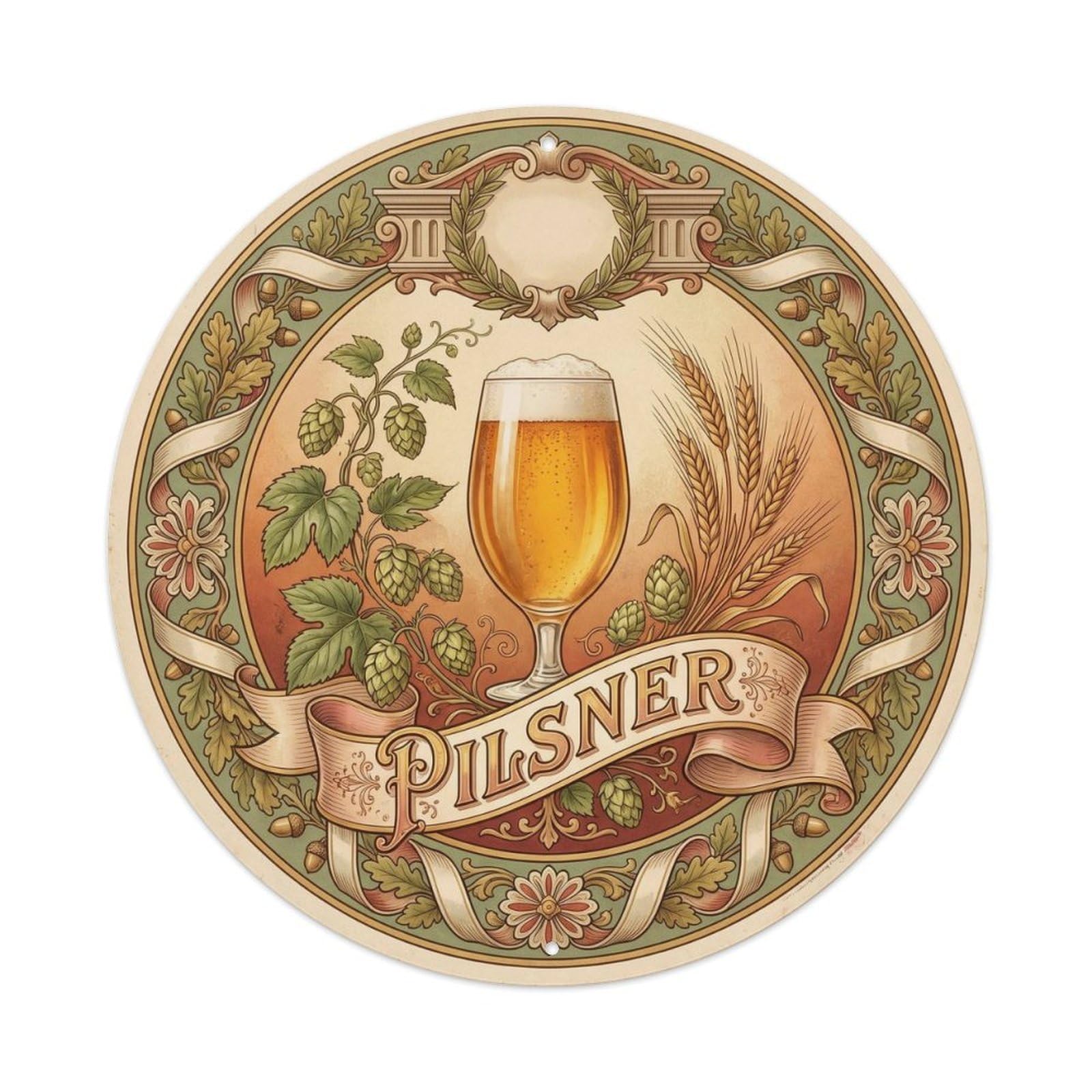 Pilsner Brew House Copper Kettle Czech Traditional Metal Tin Sign