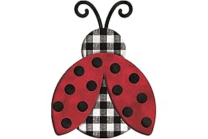 Craig Bachman 12" Metal Embossed Ladybug Hanger: Adorning Plaid Check - Buffalo...