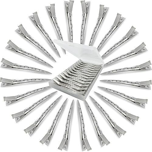 26 pinzas de metal con pico de pato para mujer corte de peinado horquillas plateadas para cabello largo pinzas de rizo de cocodrilo para rodillo de