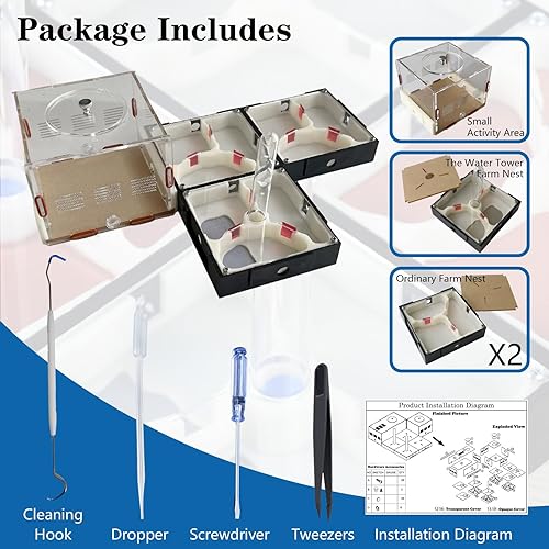 Miniatura 6 de Ant Farm Nest Science Kit de terrario DIY Cuidado para hormigas vivas Hábitat de hormigas con torre de agua para criar habitación y observación