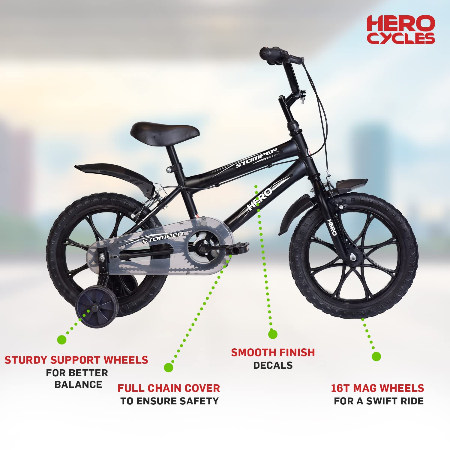 Hero Stomper 16t Steel Single Speed Junior Bmx Cycle 12