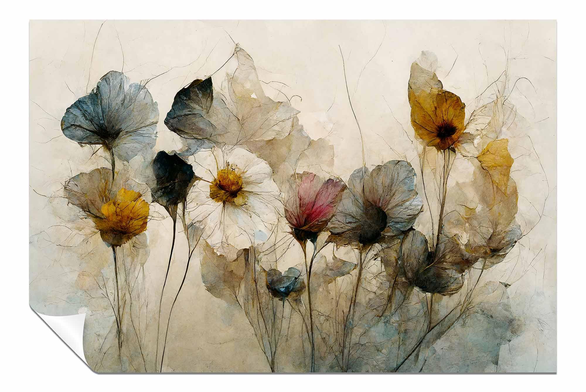 Panther Print Dry Flower Bouquet Unframed Poster, Pictures for Home Walls, Bedroom, Living Room & Bathroom Decor 76x51cm (30x20in)