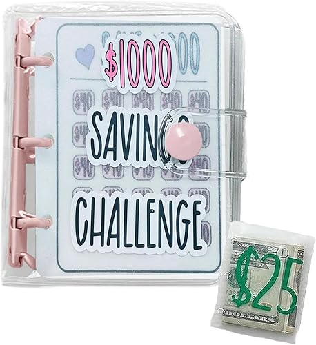 Carpeta de desafío de ahorro de 1000 unidades, mini carpeta de dinero, carpeta de ahorros L desafío de ahorro de $1000, carpeta de dinero para