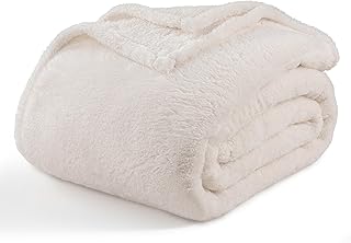 Berkshire Blanket Classic Extra-Fluffy™ Plush Blanket,Queen Size Bed Blanket,Soft Fuzzy Fluffy Long Hair Blanket for Couch Sofa Bed,Cream,90x90 Inches