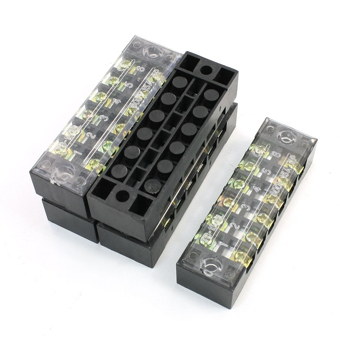 STORE99® 5Pcs 2 Rows 6 Position Screw Terminal Barrier Block Strip 600V