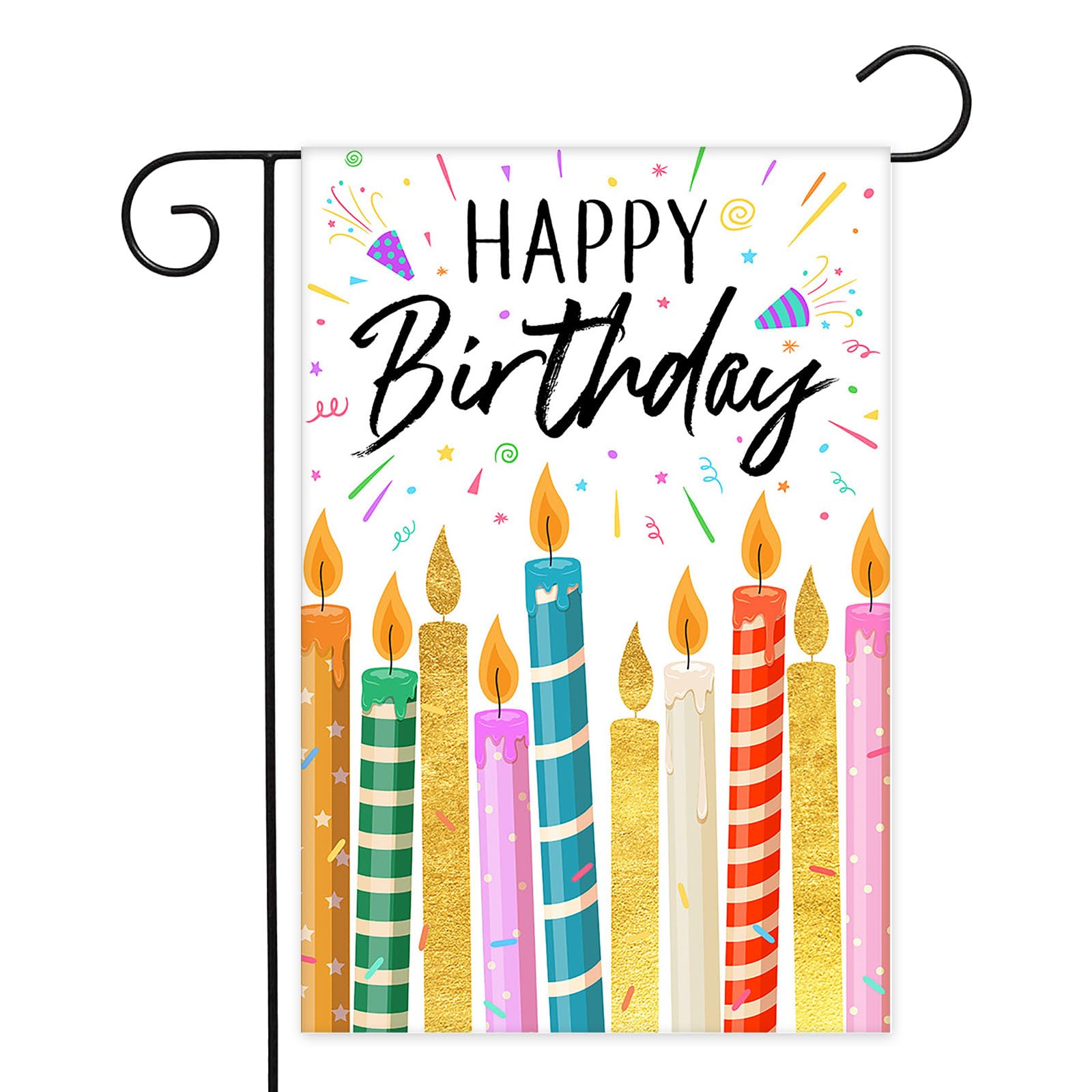 Happy Birthday Gartenflagge – Doppelseitig, Bunt, 30,5x45,7 Cm, Aus Wetterfestem Polyester