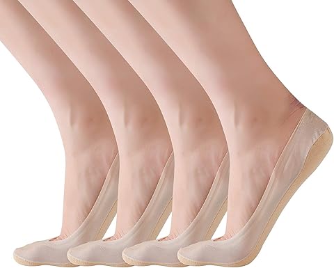 RIIQIICHY Calcetines Cortos con Almohadillas de Silicona Antideslizantes Juego de Calcetines Invisibles Transpirables para Mujer y Niña (4-6 pares)