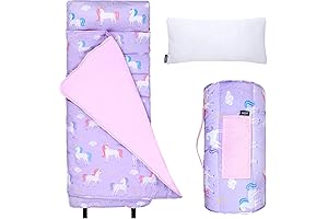 Wildkin Original Unicorn Nap Mat with Reusable Pillow for Girls