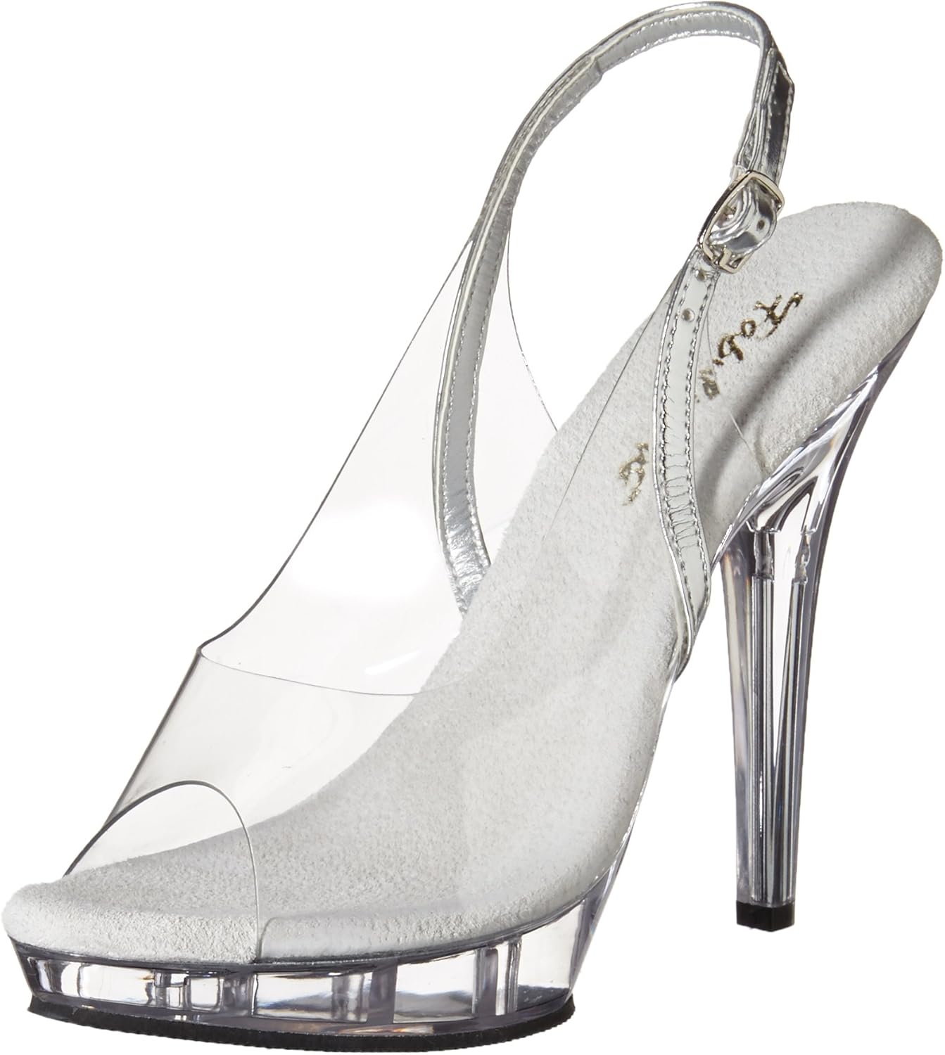 Pleaser Women's Lip-150/CS/C Platform Sandal,Silver/Clear,5 M US