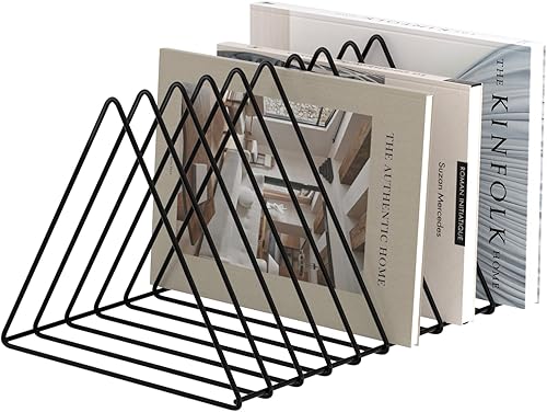Urban Deco Organizador de escritorio triangular, soporte para revistero de alambre de metal, 10 secciones, organizador de carpetas de archivos