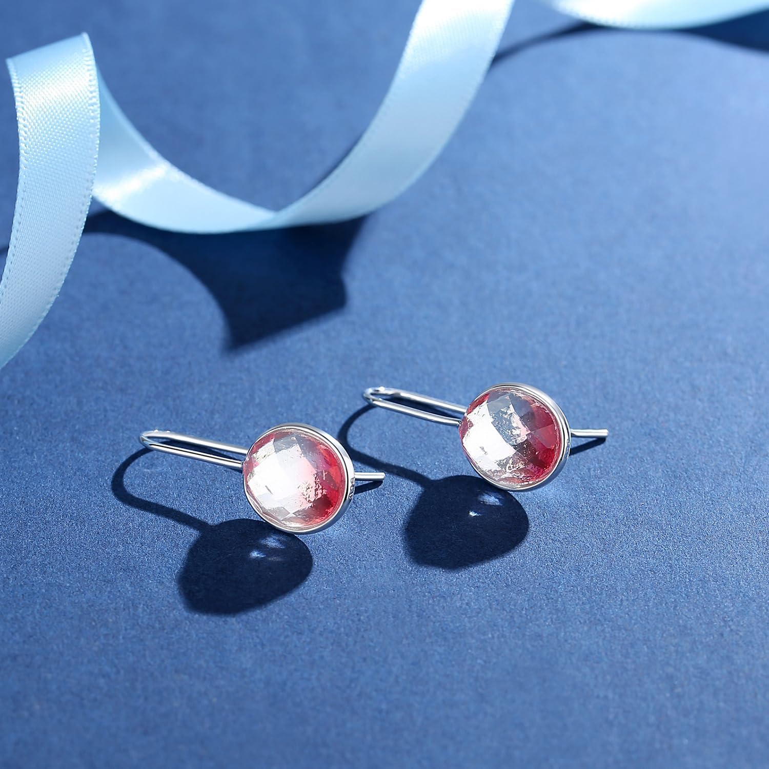 MetJakt Orecchini pendenti da donna in argento 925 con vera pietra naturale e cristalli colorati con glitter che cambiano colore, gioielli da donna, nan, cristallo