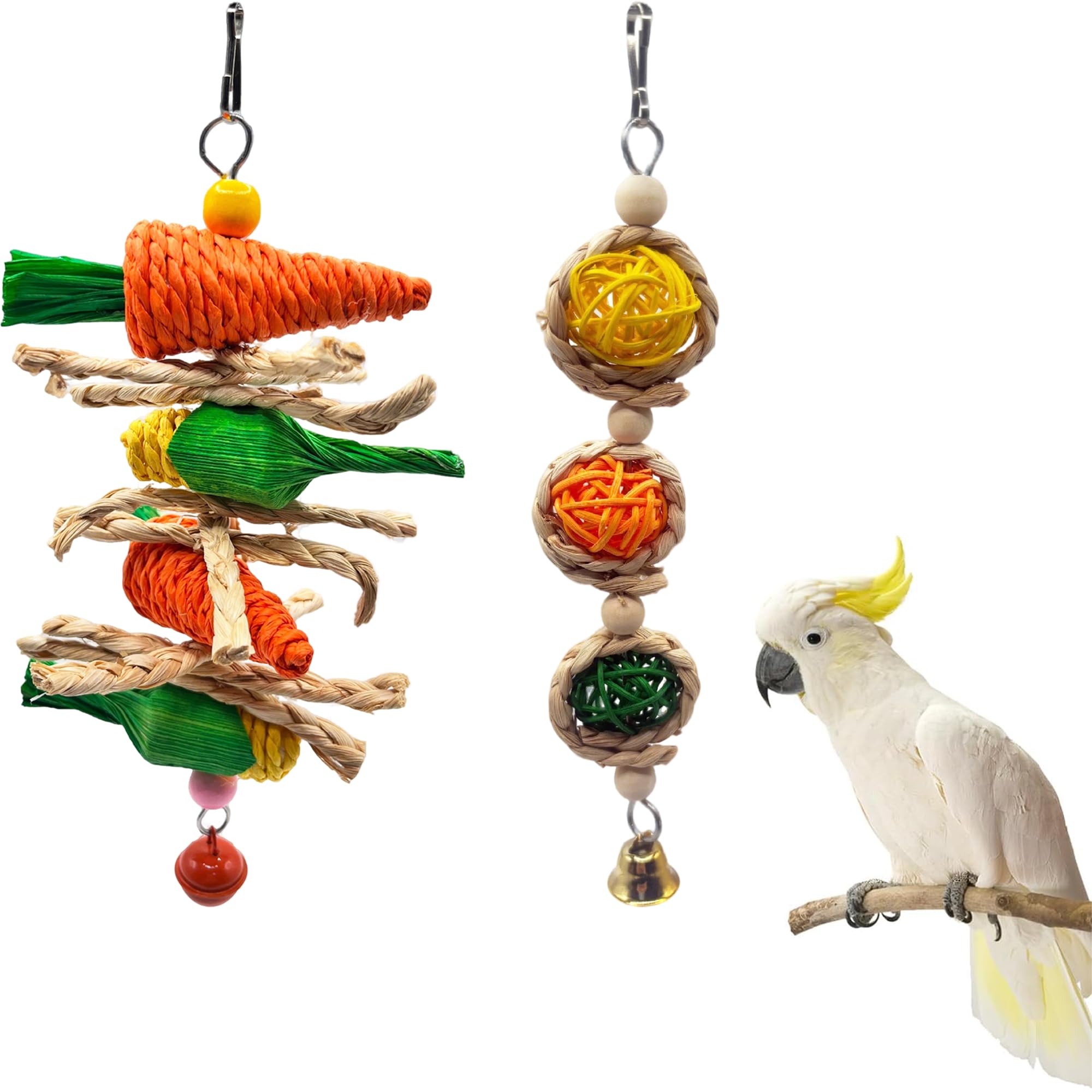 Gxdamxz 2 Pcs Parrot Toys, Wood Bird Cage Accessory for Cockatiel, African Grey & Large Parrots