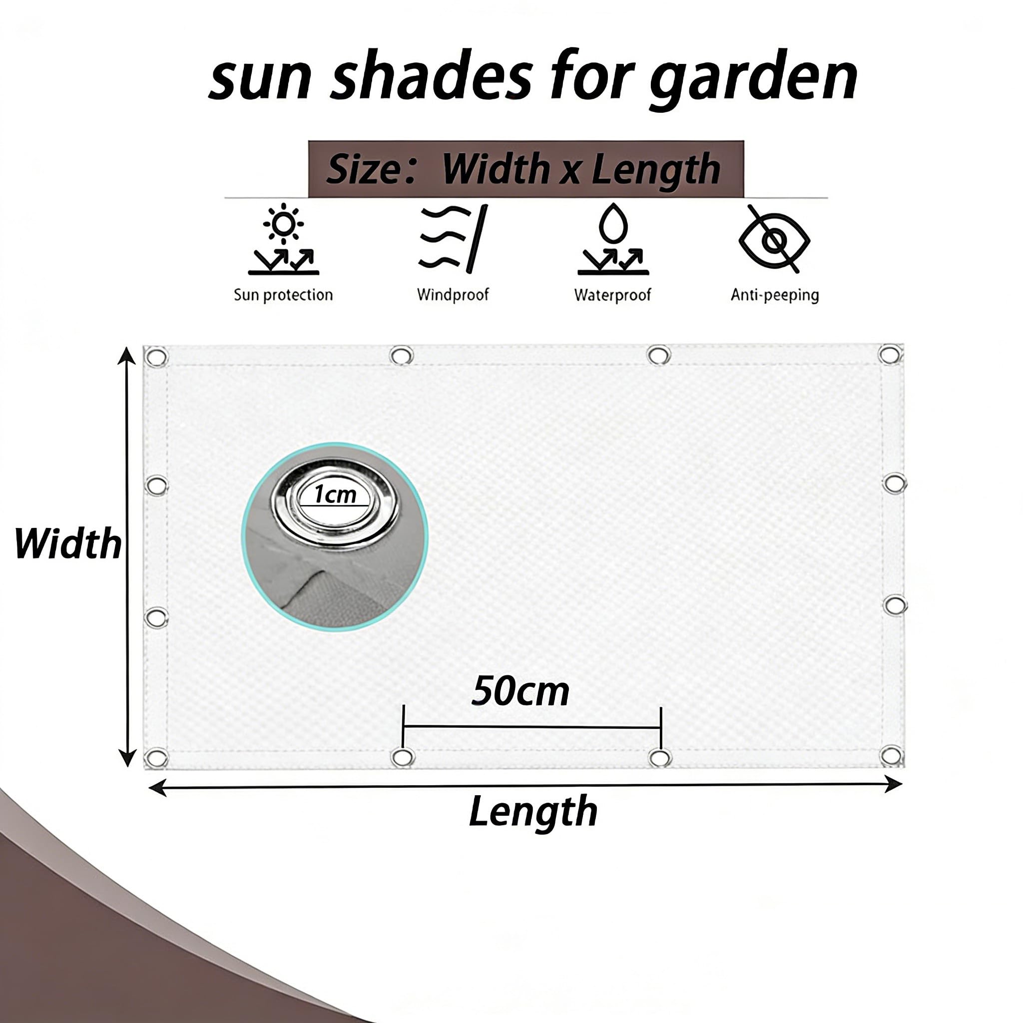 Voile d'ombrage Rectangulaire étanche 2.5x5.5m,Blanc Protection Solaire et Brise-Vue,Filet d'ombrage avec œillets en Acier Inoxydable,pour extérieur, terrasse, Jardin et arrière-Cour