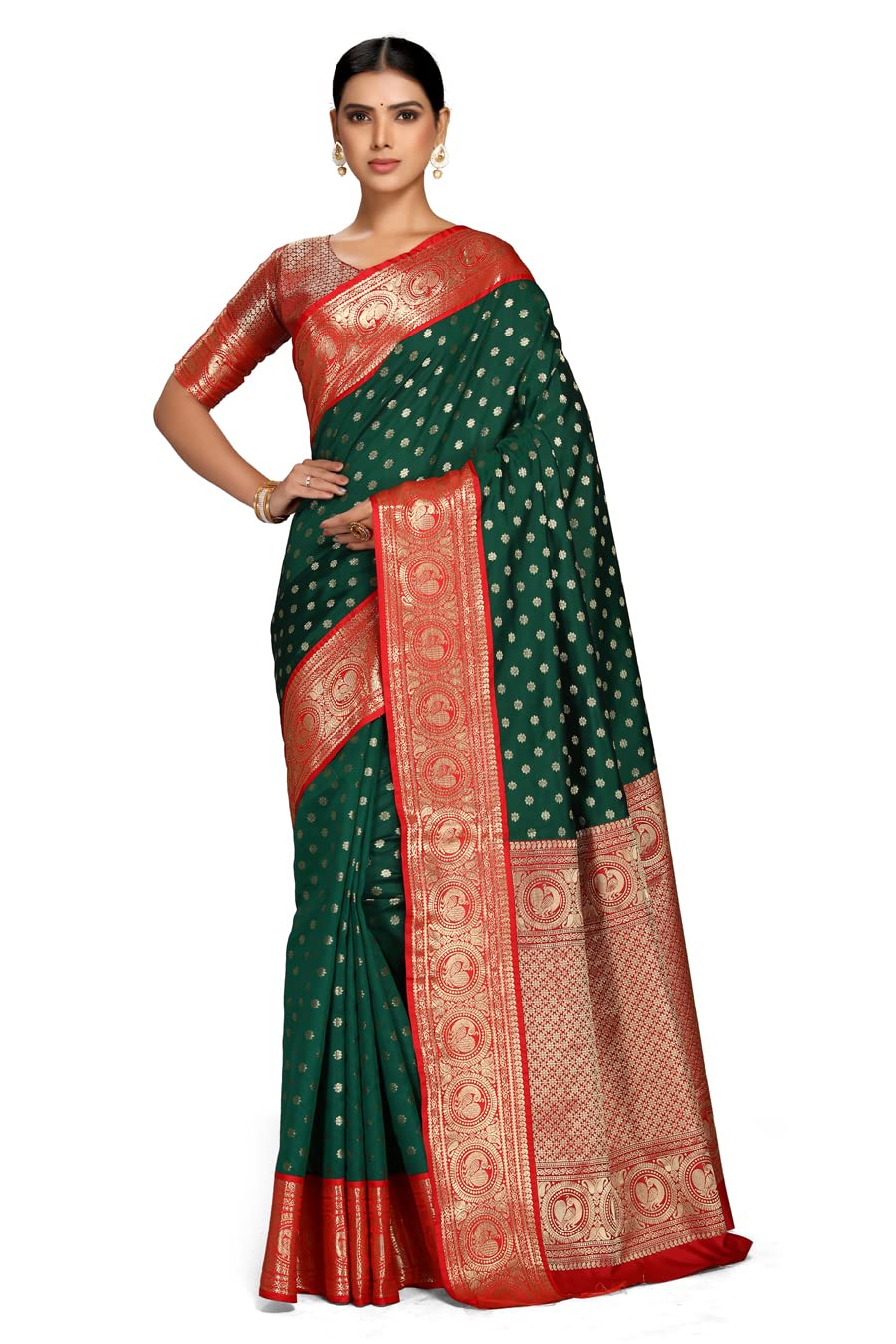 Varkala Silk SareesWomen's Soft Silk Gadwal Saree With Unstitched Blouse Piece