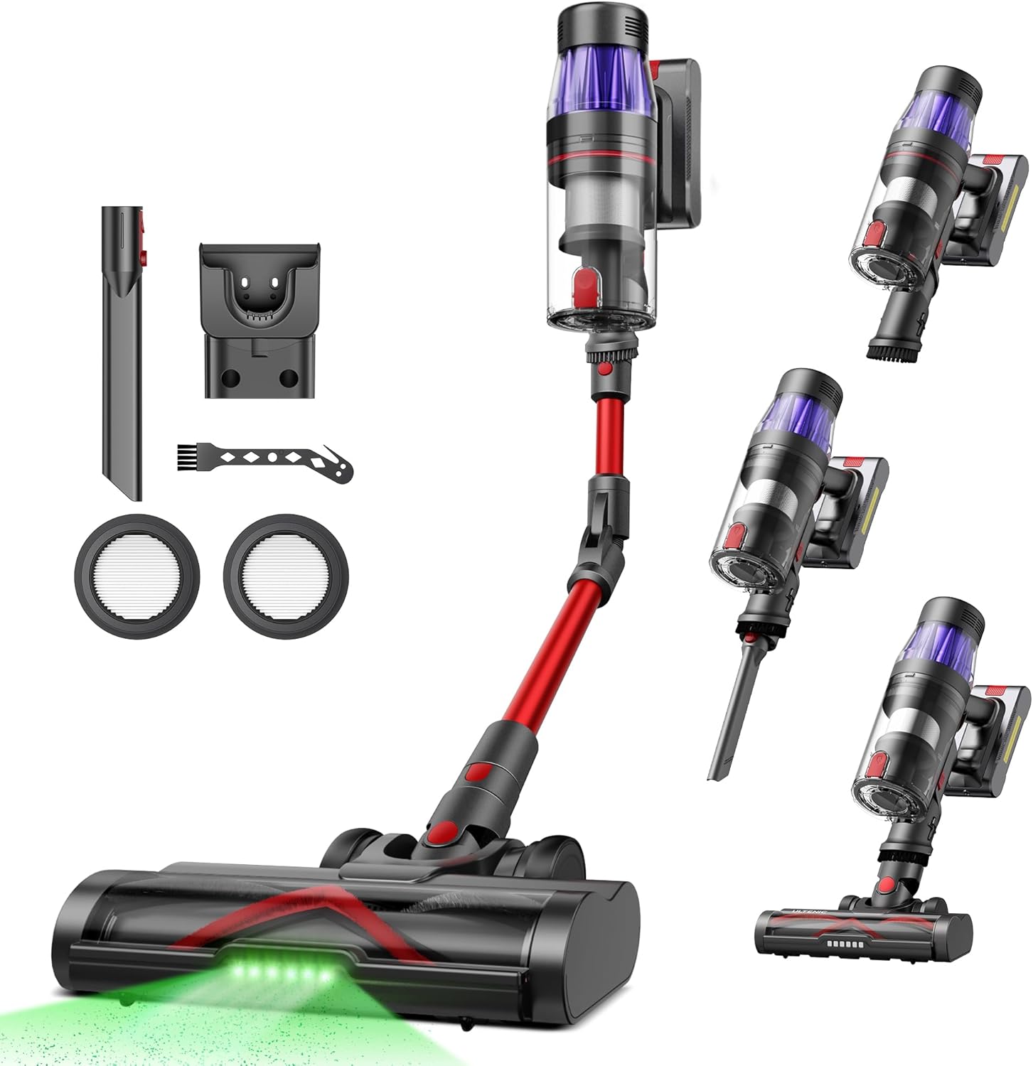 Product image of Ultenic Cordless Vacuum Cleaner, 550W/50Kpa, 60Mins Runtime, 180°Bendable Wand, Anti-Tangle Brush, Stick Vacuum Cordless with Charging Dock, Handheld Vacuum for Pet Hair/Carpet/Floor/Car, U16 Flex