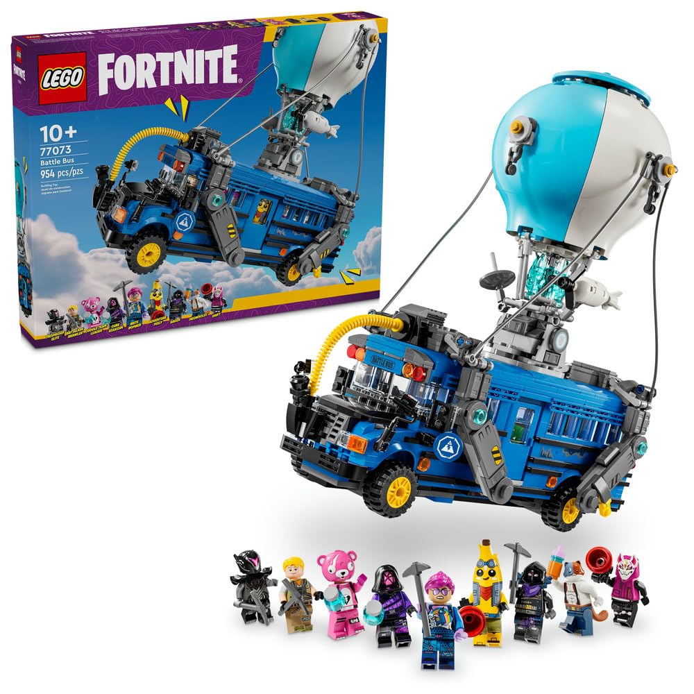 LEGO Fortnite Battle Bus Set, Collectible Video Game Vehicle Toy for Boys & Girls, with 9 Character Minifigures, Gift for Gamers and Fans Aged 10 and Over 77073