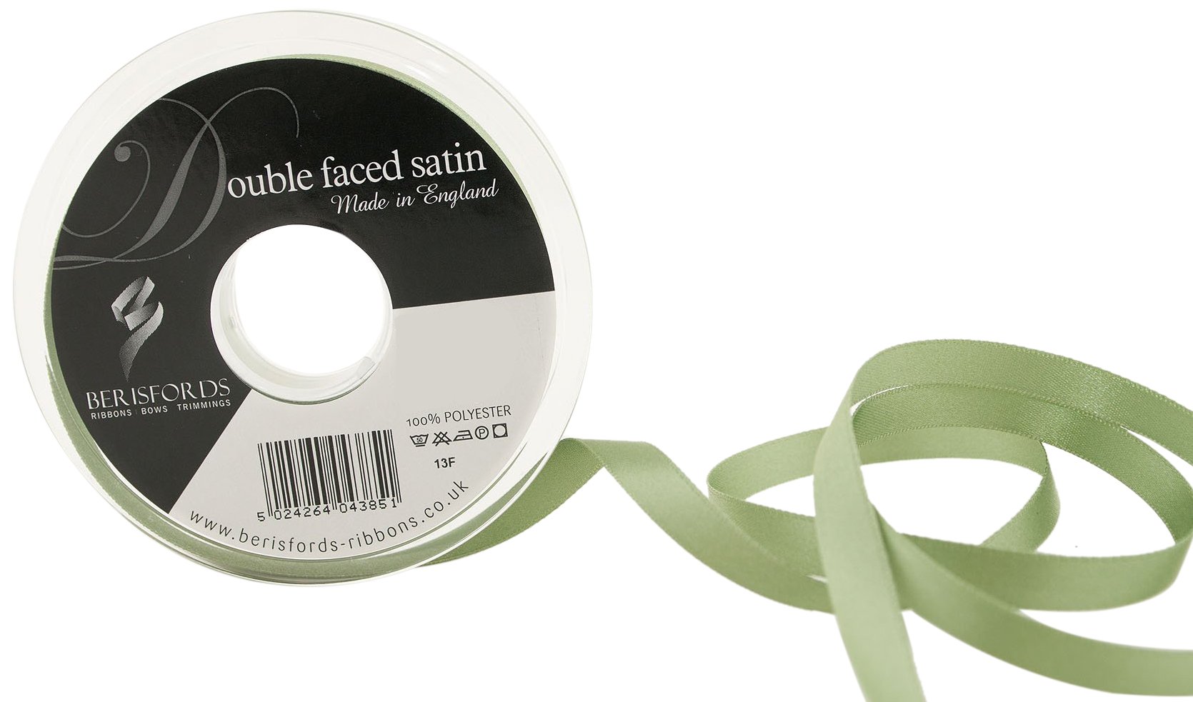 Berisfords 3501 Double Satin Ribbon, 80 Khaki, 20 m