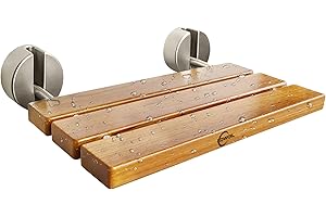 20" Folding Teak Shower Seat - Wall Mounted Shower Bench