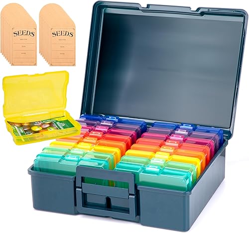 Find Scrapblooms Caja de almacenamiento de fotos negra y transparente para manualidades con 16 fundas interiores coloridas, caja de almacenamiento