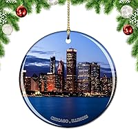 Vista 22 de Weekino Illinois Chicago Wrigley Field USA - Adorno para árbol de Navidad, decoración colgante para colgar, colección de recuerdos de viaje por