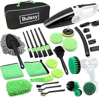 26Pcs Car Detailing Brush Set, Car Cleaning Kit with High Power Handheld Vacuum Car Detailing Brush Set Auto Drill Brush Set Car Wash Kit for Car Interior & Exterior Wheels
