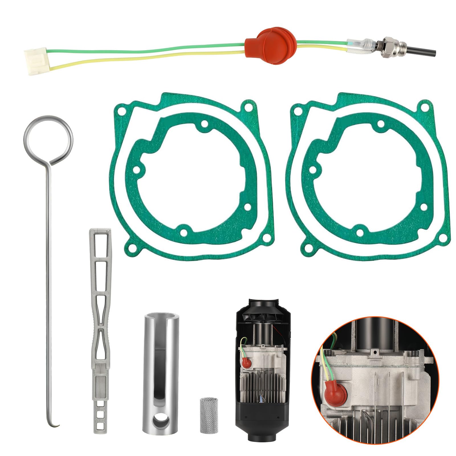 Glow Plug Repair Kit, 12V 24V 5KW 8KW Parking Diesel Heater Glow Ignition Plug Kit with Filter, Car Ceramic Heater Repair Parts Fit, Diesel Heater Accessories