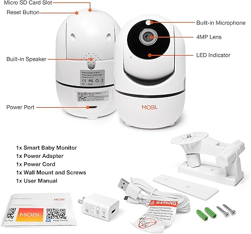 Miniatura 6 de MOBI MobiCam HDX Wi-Fi Pan & Tilt Smart Pet Monitoreo Cámara, Monitor de Video para Mascotas, Cámara IP de Visión Nocturna, Detección de Movimiento,