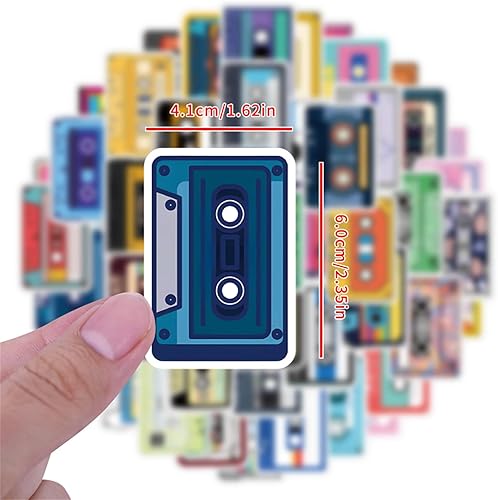 Miniatura 2 de 55 calcomanías de casete de música, calcomanías de vinilo de dibujos animados para botella de agua, laptop, autos, guitarra, patineta, parachoques,
