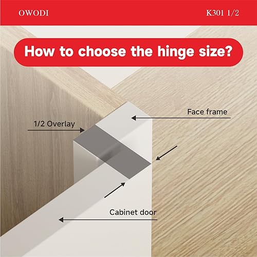 Miniatura 7 de Paquete de 40 bisagras de gabinete de cierre suave, bisagras superpuestas de 12 pulgada, bisagras de gabinete de cocina de 105 grados, ajuste de 3