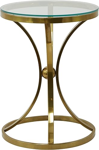 Miniatura 6 de Deco 79 Mesa redonda contemporánea de acero inoxidable, 18 x 18 x 25 pulgadas, color dorado