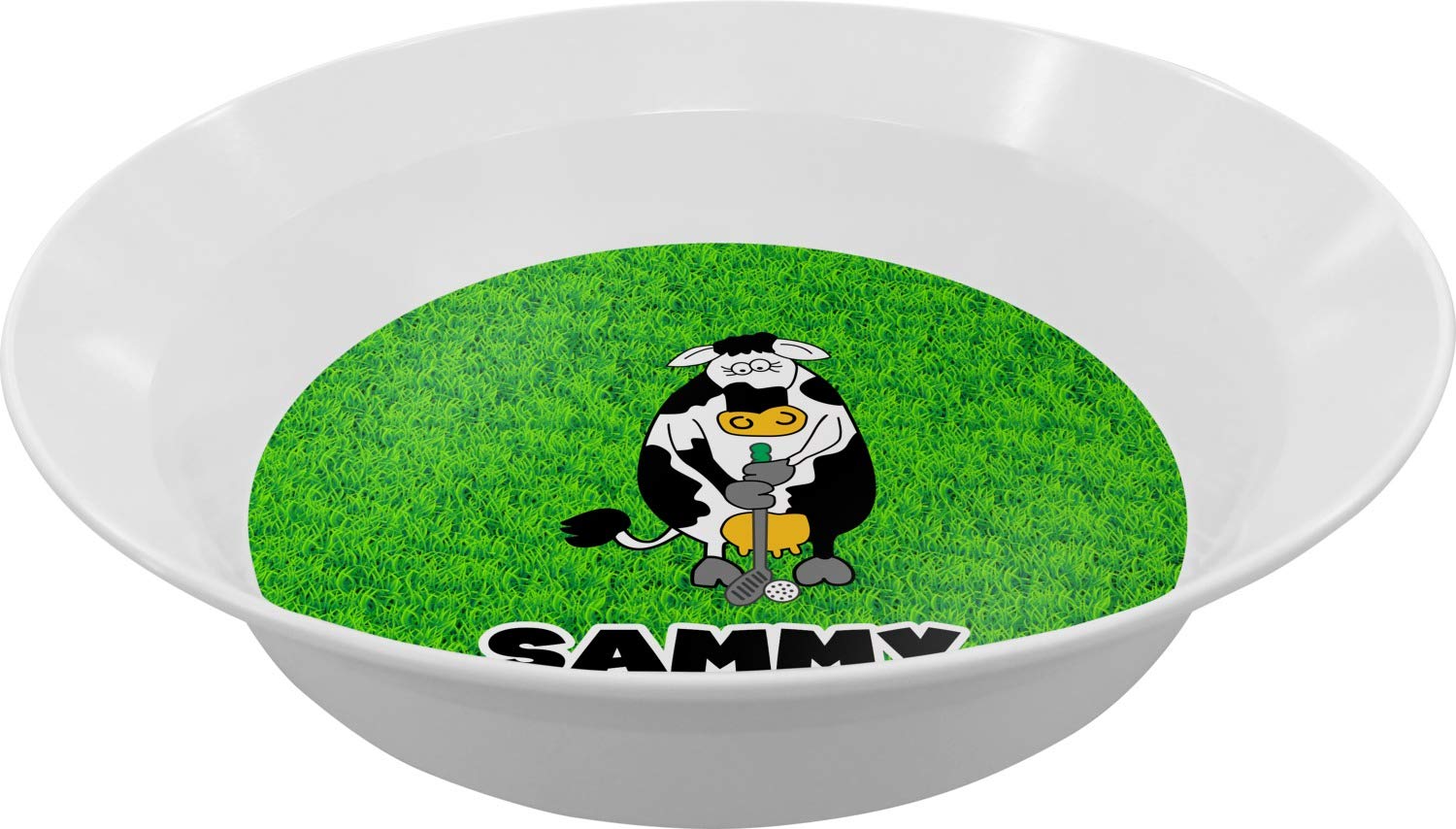 Personalized Cow Golfer Melamine Bowl - 12 oz