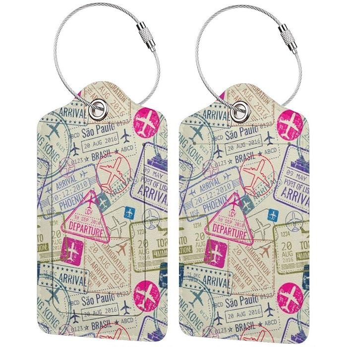 Buy Set of 2 Luggage Tag with Full Back Privacy Name ID Card Stainless