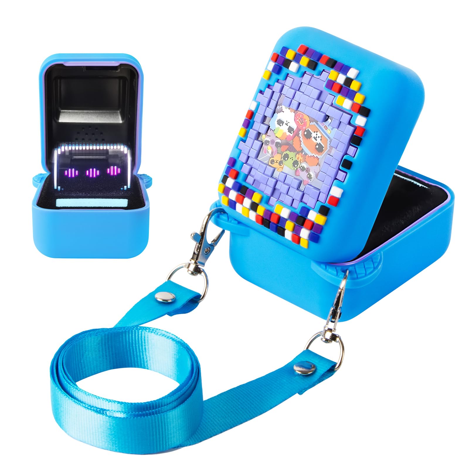 Qoosea Case for Bitzee Interactive Toy Digital Pet and Case Silicone Skin Protective Cover for Bitzee Interactive Electronic Pet and Case Accessories with Lanyard (Blue)