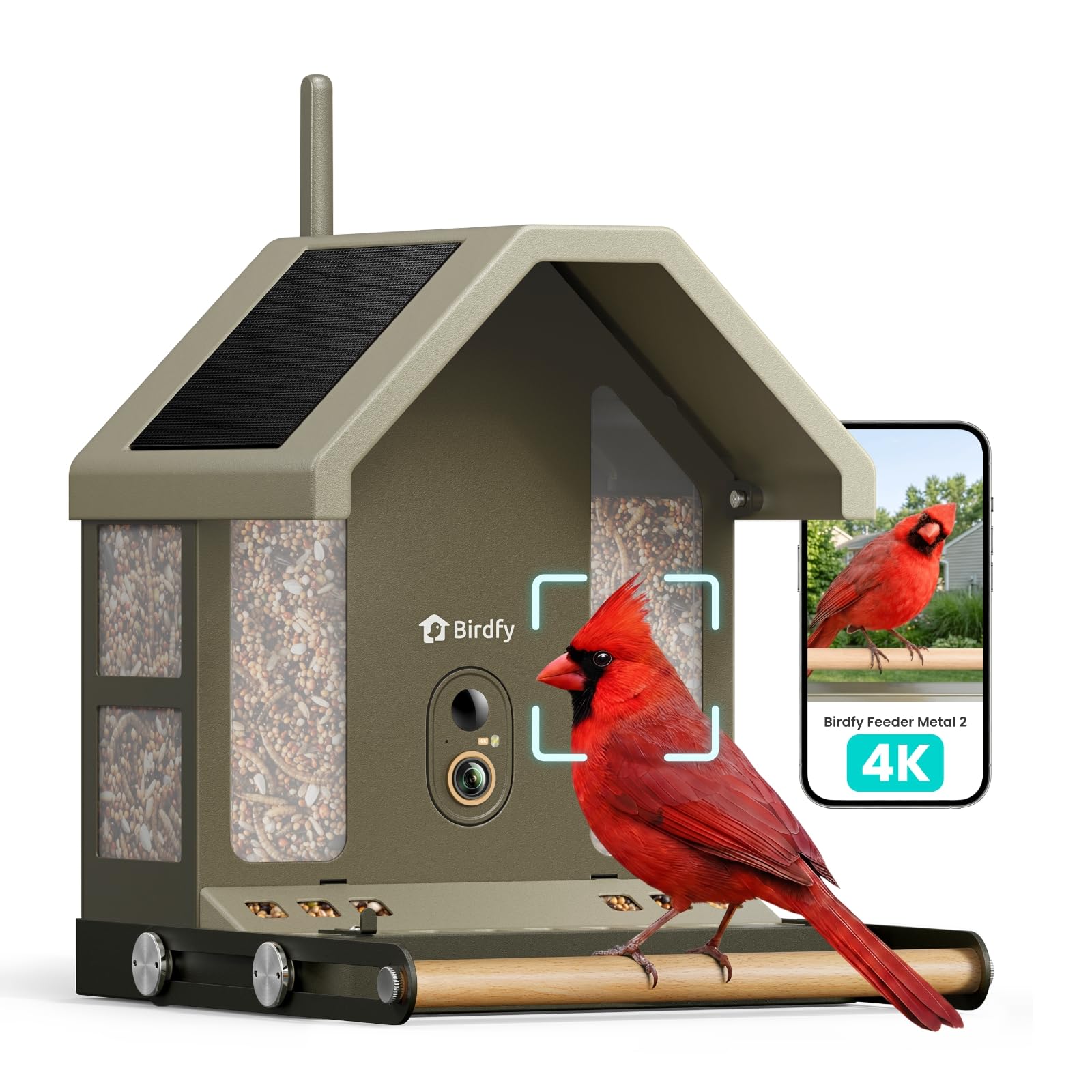 Photo 1 of Birdfy Smart Bird Feeder with Camera, 4K UHD Video, Dual-Band 2.4/5GHz Wi-Fi, Solar Powered, AI Identification Lifetime Free, Bird Watching Gift for Bird Lovers