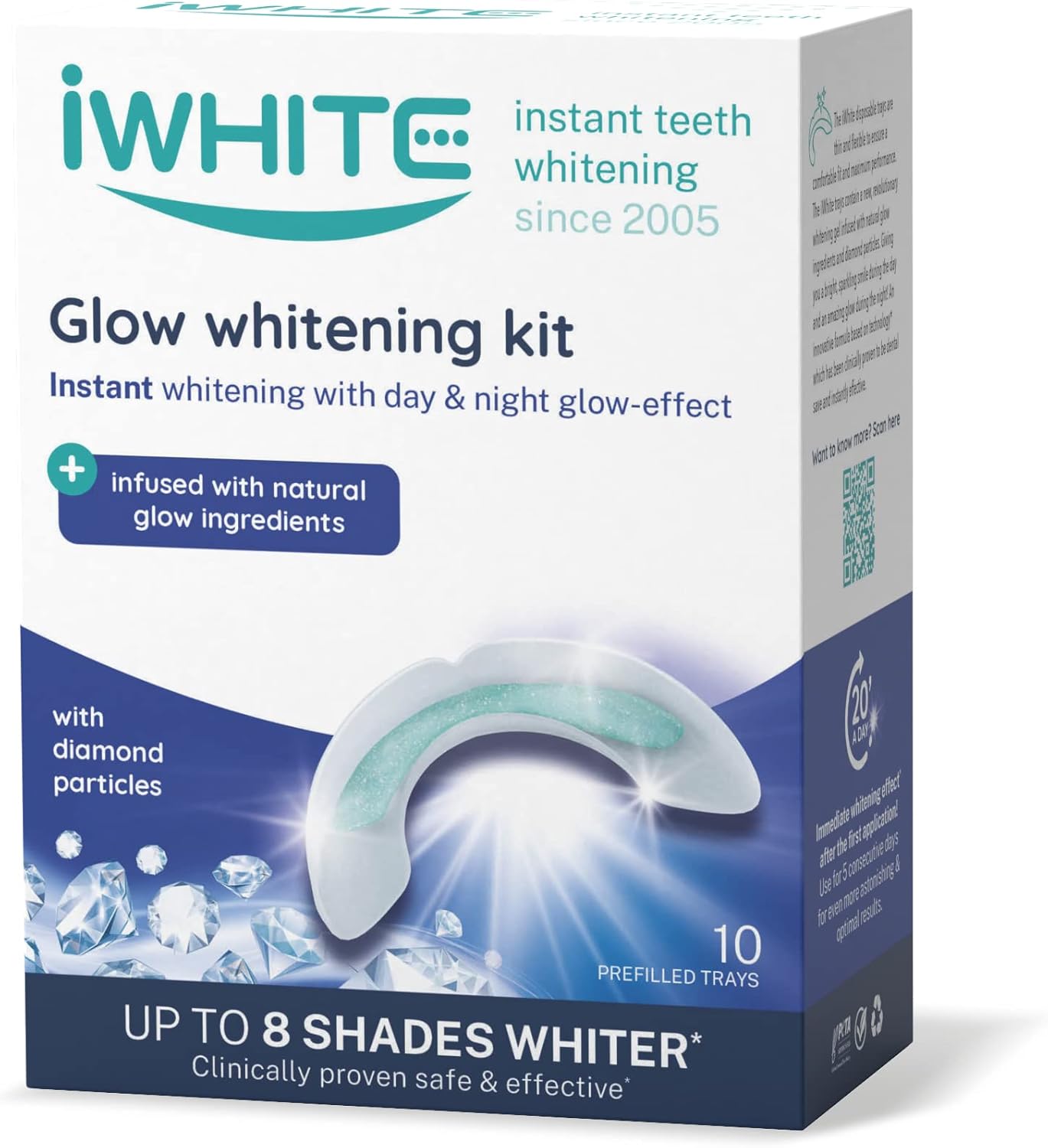 iWhite Kit de Blanqueamiento Dental Instantáneo - 10 Moldes - Blanqueador Profesional. Resultado al Instante Hasta 8 Tonos más Blancos