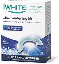 iWhite Glow Instant Teeth Whitening Kit - Up to 8 Shades Whiter - Peroxide Free - PAP, Calcium & Diamond Technology - Results in 20 Minutes - 10 Single-Use Pre-Filtered Molds