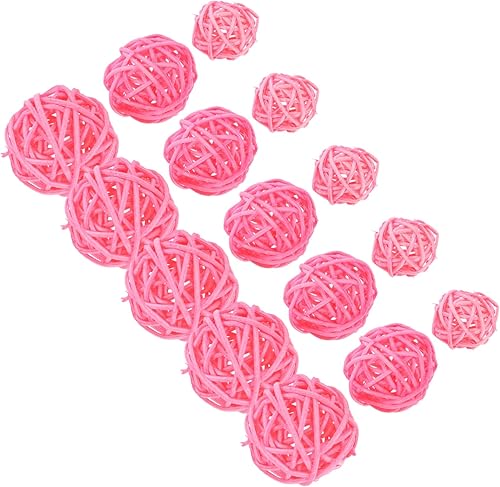 15 bolas de ratán rosa decoración hogar jardín bolas decorativas 1.2 in 1.6 in 2.0 in para decoraciones de fiesta