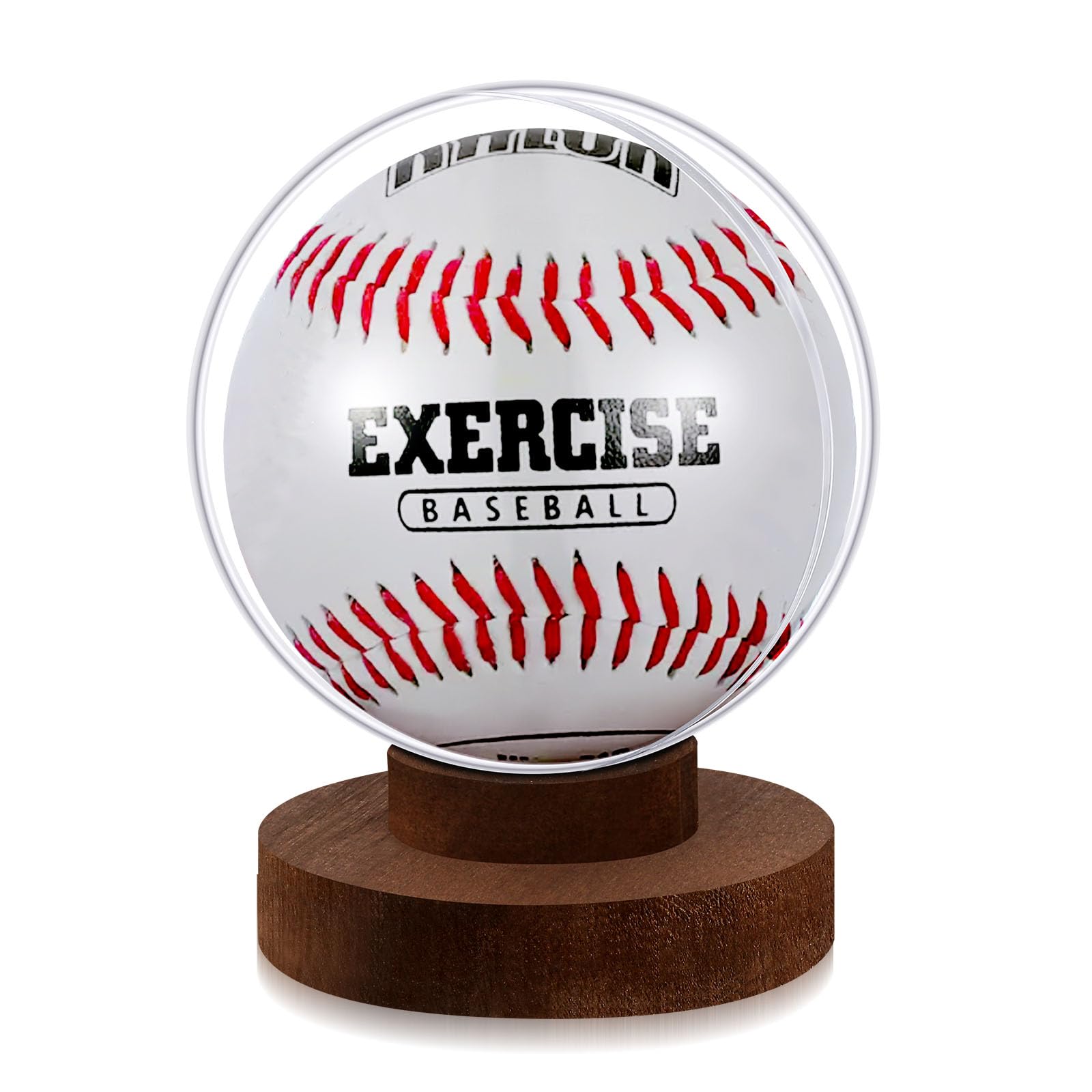 Vercraft 1 Set Baseball Display Case Wood Base Baseball Holder Stand Box Round Clear Ball Holder with Wooden Base for Single Ball