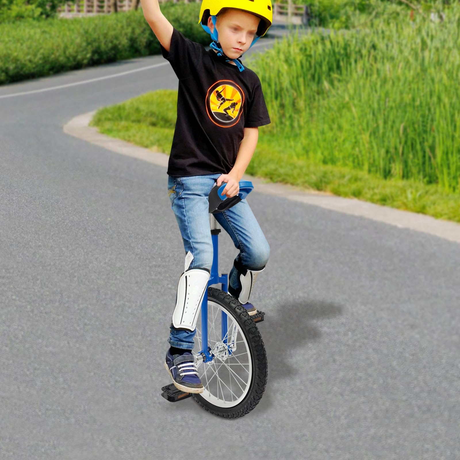 18 Zoll Einrad für Sport, Verstellbares Einrad-Fahrrad Balance Training für 5-60 Jahre, Manganstahl-Rahmen, Tragkraft bis 75 kg
