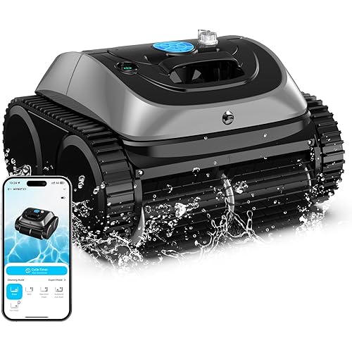 (2025 Upgrade) WYBOT C1 Pool Vacuum for Inground Pools, 4-in-1 Cordless Robotic Pool Cleaner for Above Ground Pools, Triple-Motor up to 1,614 Sq.ft, Wall & Waterline Cleaning, WiFi & Bluetooth Connect